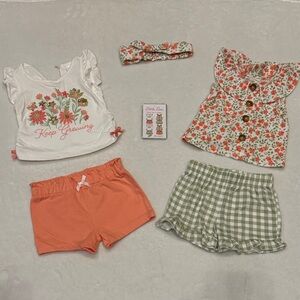 12 month Girls 2 Bundle outfit, Mix-Match & Headband